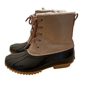 Sporto Duck Boots Waterproof Faux Fur Lined‎ Side Zip Ankle Water Rain Boots 6M